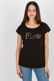 Casual Cut-Out T-Shirt with Short Sleeves and Round Neckline