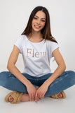 Cut-Out Inscription Women's Casual Short Sleeve T-Shirt