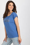 Women's Short Sleeve Cut-Out Inscription T-Shirt