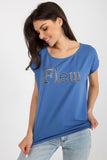 Women's Short Sleeve Cut-Out Inscription T-Shirt