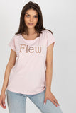 Cut-Out Inscription Casual T-Shirt with Short Sleeves