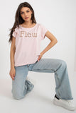 Cut-Out Inscription Casual T-Shirt with Short Sleeves