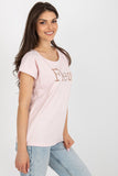 Cut-Out Inscription Casual T-Shirt with Short Sleeves