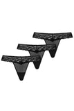 Tri-Pack Sexy Women's Thongs in Black Fine-Weave Mesh