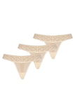 Beige Lace Thong Tripack for Invisible Comfort