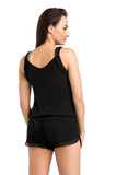 Viscose Frill Trim Sleep Set with Loose Fit Top and Shorts