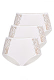 3-Pack High-Waisted Women's Cotton Panties in White