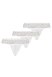 Rose Motif Stretch Lace Thong Tri-Pack for Women