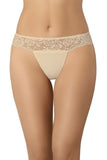 Elegant Natural Beige Lace Thong Trio for Women