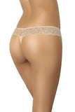 Elegant Natural Beige Lace Thong Trio for Women