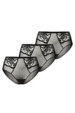 High-Waisted Black Mesh Panties - 3 Pack Delight