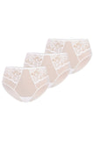 High-Waisted Women's Panties Set in White Mesh Tri-Pack