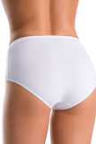Classic High-Waisted Lace-Trim Cotton Panties - White