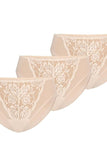 Beige Tri-Pack Women's Classic Lace Mesh Panties Set