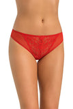 Red Mesh Lace Trim Classic Panties