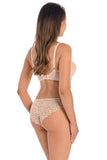 Beige Lace Brasil Briefs - Invisible Under White Clothing