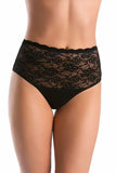 Classic High-Waisted Black Panties with Lace Detail