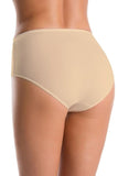High-Waisted Beige Cotton Panties with Lace Detail
