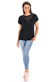 Bamboo Short-Sleeved Women's T-Shirt with Mesh Detail