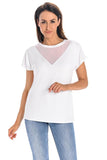 Snow White Bamboo Short-Sleeved T-Shirt with Mesh Detail