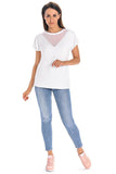 Snow White Bamboo Short-Sleeved T-Shirt with Mesh Detail