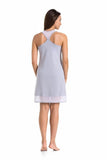 Elegant Gray Women's Boxer Shirt with Mesh Trim