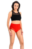 Red High-Waisted Women's Cotton Comfort Panties