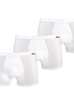 Men's Cotton Boxer Shorts 3-Pack - White with Lycra Stretch