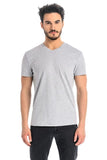 Light Gray Men's T-Shirt with Comfortable Fit and V-Neck