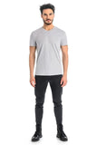Light Gray Men's T-Shirt with Comfortable Fit and V-Neck
