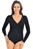 Elegant Black Fitted Bodysuit with V-Neckline