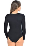 Elegant Black Fitted Bodysuit with V-Neckline