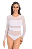 Chic Mesh and Viscose Bodysuit for Effortless Style