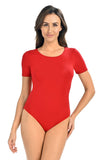 Classic Red Women's Bodysuit with Short Sleeves
