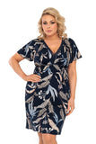 Elegant Navy Blue Shirt with Lace Details and Floral Print