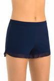 Navy Blue Women's Viscose Casual Shorts with Frill Trim