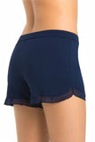 Navy Blue Women's Viscose Casual Shorts with Frill Trim