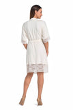 Elegant Ecru Lace Knee-Length Robe for Women