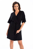 Elegant Black Women's Viscose Bathrobe for Summer Comfort