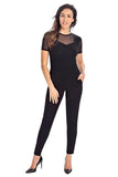 Elegant Black Mesh Bodysuit with Delicate Neckline Detail