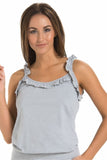 Light Gray Women's Strapless T-Shirt with Frill Straps