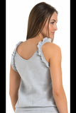 Light Gray Women's Strapless T-Shirt with Frill Straps