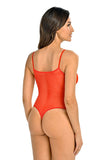 Juicy Red Transparent Women's Elastic Bodysuit with Straps