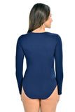 Elegant Women's Long Sleeve Bodysuit with Hook Closure