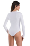 Classic Women's Viscose Bodysuit with Long Sleeves and Hook Closure