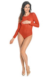 Red See-Through Mesh Women's Bodysuit with Adjustable Hooks