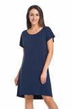 Comfortable Navy Blue Women's Knee-Length Shirt
