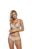 Lace-Trimmed Mesh Briefs with Short Cut in Skin Tone