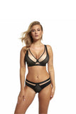 Coquettish Push-Up Bra in Beige and Black with Bow Detail