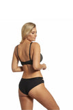Coquettish Push-Up Bra in Beige and Black with Bow Detail